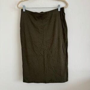 Olive Cotton Pencil Skirt